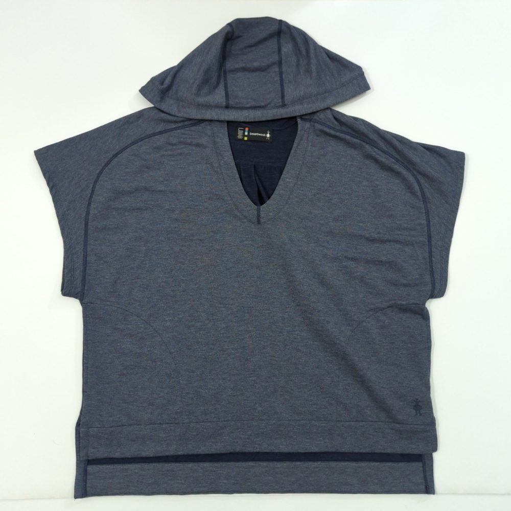 Smartwool Women's Active Reset Hooded Pullover Poncho Sweatshirt Large Blue